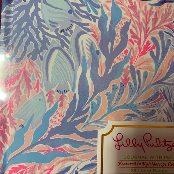 NIB Lilly Pulitzer Kaleidoscope Coral Journal Set w/ Pen 128 lined pgs - Picture 7 of 11